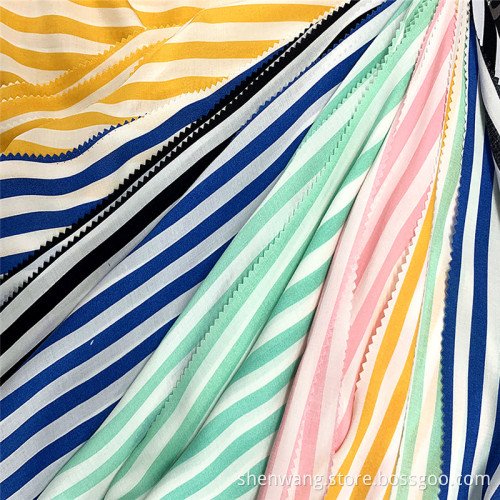 Yellow Stripes Woven Rayon Printing Clothing Fabric